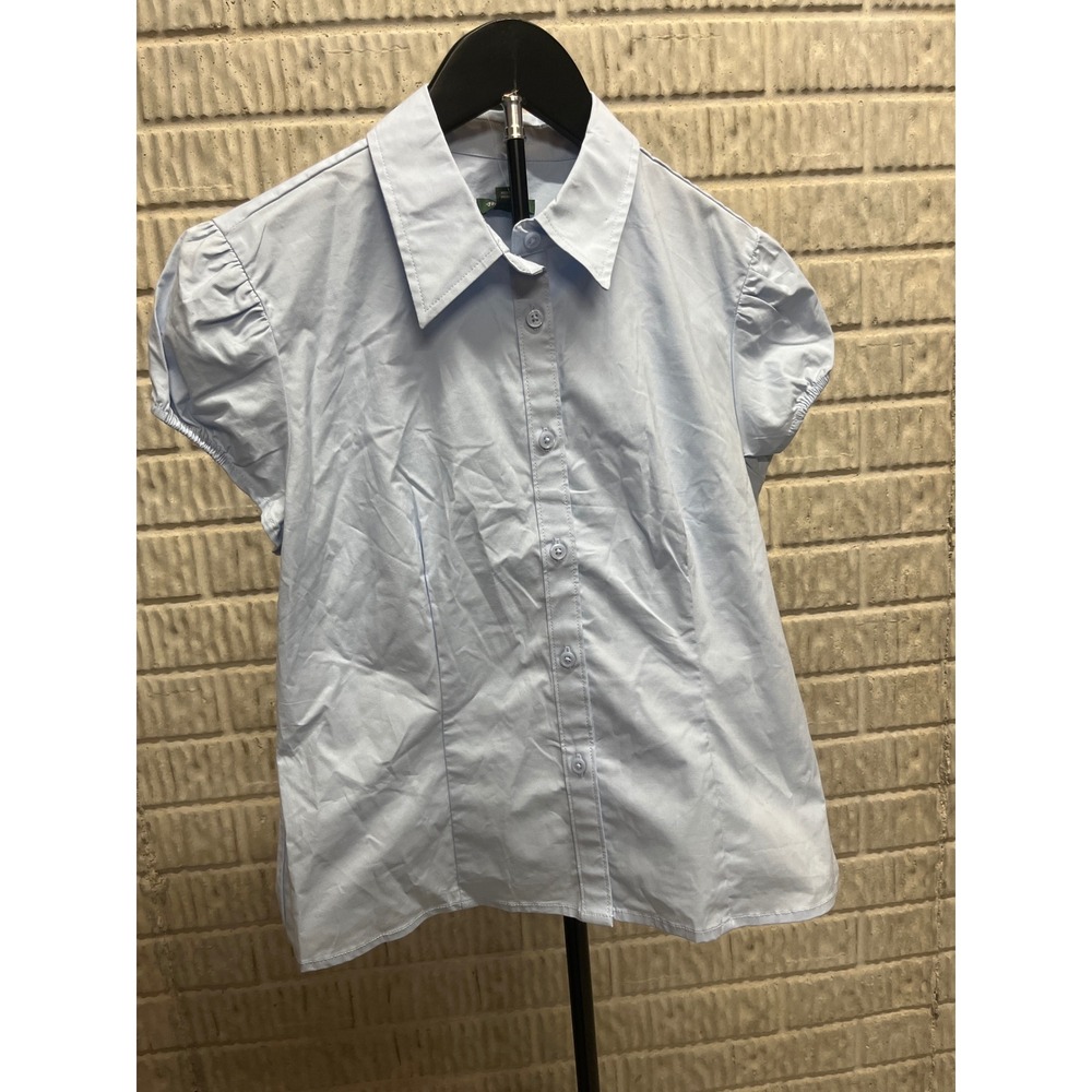 Wild Fable Womens Puff Short Sleeve Button Down Shirt Light Blue Size M New